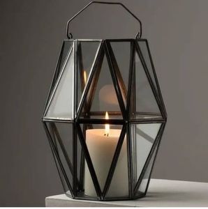 Porte-bougie en métal et verre noir personnalisé pour l'intérieur et l'extérieur, décoration de la maison et des événements, porte-bougie en verre pour table - Product Image 3