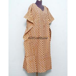 Kaftan en coton pour femme, col en V, sans manches, écologique, moulant, imprimé, lavable, confortable, vêtements de nuit, robe de demoiselle d'honneur - Product Image 4