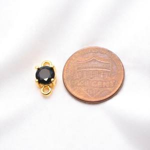 Conector de Cristal de Estrás de 5mm con Gema Facetada, Baño de Oro, Engaste de Puntas, Doble Anilla, Estilo Religioso, Personalizable - Product Image 2