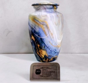 Urna de Metal Antigua con Adhesivo de Mármol Azul, Estilo Americano/Europeo, Urna Funeraria para Adultos, para Guardar Cenizas, Venta al Por Mayor - Product Image 2