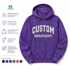 Sweat à capuche OEM épais délavé à l'acide, avec effet éclaboussures de peinture dégradées et usées, 100% Coton, Streetwear, Fourniture de vêtements - Product Image 3