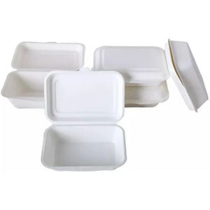 Envase Biodegradable Desechable Ecológico de Bagazo de Caña de Azúcar, Resistente al Agua, Tipo Concha, OEM Personalizable, Origen Rayong, para Comida para Llevar - Product Image 1