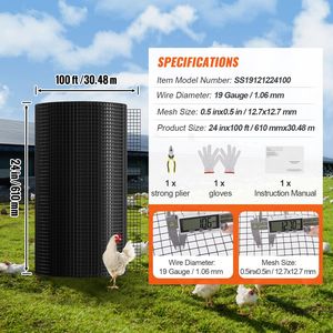 Hardware Cloth 24 X 100 Chicken <b>Wire</b> Fence Roll 19 Gauge Galvanized <b>Wire</b> <b>Mesh</b> with Vinyl Coating <b>Garden</b> Netting - Product Image 4