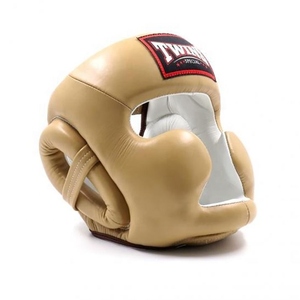 Protector de cabeza para entrenamiento de kickboxing, modelo Twin, multicolor amarillo, de cuero genuino de vaca, cara abierta, para Muay Thai. - Product Image 2