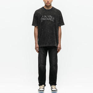 Camisetas de cuello redondo para hombre, estilo streetwear, de alta calidad, con lavado ácido, al por mayor, a precio económico. Camiseta con lavado ácido para hombre. - Product Image 3