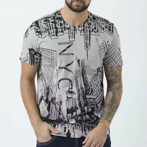 Camiseta de Algodón con Estampado Gráfico Elegante para Hombre, Cuello Redondo, Tela Suave y Transpirable, Estilo Casual y Moderno para el Día a Día - Product Image 5