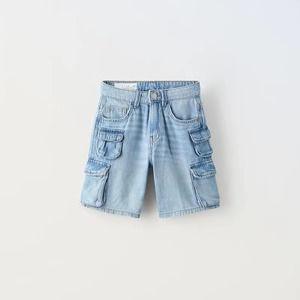 Short en jean taille mi-haute en coton uni pour filles, coupe décontractée, extensible, tenue décontractée - Product Image 5