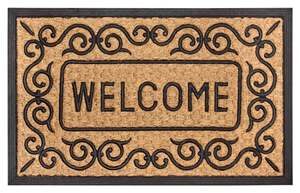 Coir Rubber Rectangle Indoor <b>Doormat</b> with Traditional Pattern Nature Theme High Quality Durable Slip Resistant Dirt Trapping - Product Image 3