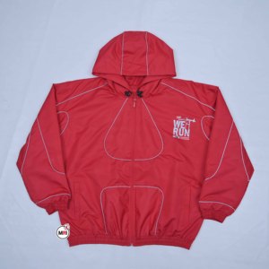 Ensemble de survêtement réfléchissant à capuche rouge We Run Sports, coupe-vent, longueur intégrale, 2 pièces, imperméable, polyester, sportif, unisexe, toutes saisons - Product Image 5