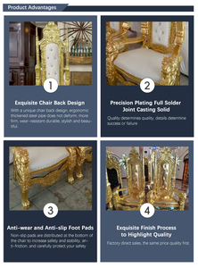 Fauteuil trône moderne avec accoudoirs en <span class=keywords><strong>or</strong></span> - Cadre sculpté de luxe, cuir capitonné blanc, style <span class=keywords><strong>royal</strong></span>, mariage, roi, reine, accent, salon, villa - Product Image 6