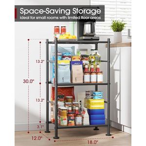 Scaffale di Stoccaggio in Metallo a 3 Ripiani Robusto con Piedini Regolabili Salvaspazio per Garage - Product Image 1