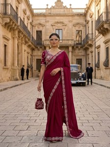 Luxury Designer Georgette <b>Saree</b> With Heavy Embroidery Blouse Women Indian Wedding Party Wear <b>Saree</b> Premium Ethnic Collection - Product Image 3
