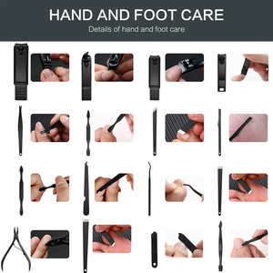 KAAMIR INSTRUMENTS KI-MK-263 Custom Logo Matte Black Stainless Steel <b>Manicure</b> <b>Kit</b> Portable 4-in-1 Nail Clipper Red Bag Set - Product Image 3