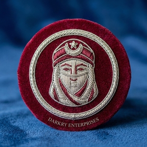 Handmade Silver Bullion Wire Mokanna Badge Grotto MOVPER Regalia Maroon Velvet Circular Blazer Patch Custom Embroidered Club - Product Image 1