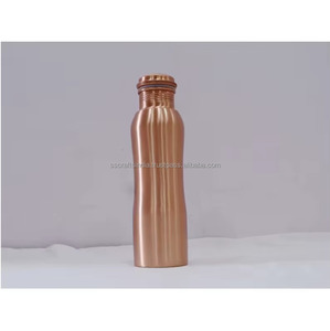 Botella de agua de cobre moderna de 500ml, tapa de Metal de fácil agarre, función térmica de bebida directa, acabado pulido mate, Escuela trasera personalizable - Product Image 1