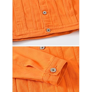 Veste en jean vintage de haute qualité pour homme, délavée à l'acide, en polyester/coton, personnalisable, service OEM, avec col rabattu et boutons recouverts - Product Image 5