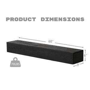 Manteau de cheminée en cèdre rouge occidental gaufré de 60 pouces avec étagère murale et flottante pour la décoration intérieure - Product Image 2