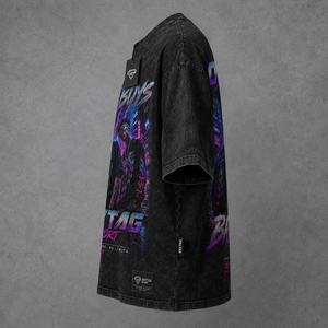 Camiseta Oversize Personalizada con Lavado Ácido, Estampado Gráfico Vintage de Gran Gramaje, Estilo Streetwear Cyberpunk para Hombre, Fabricante OEM - Product Image 2