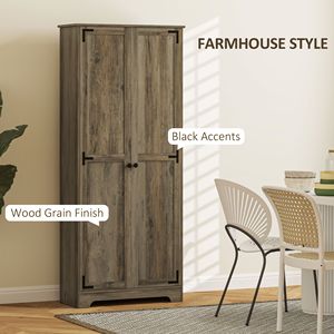 Armadio Dispensa Indipendente Stile Rustico Grigio Anticato da 72 Pollici con Ripiani Regolabili per Conservazione Alimenti, Mobili da Cucina - Product Image 4