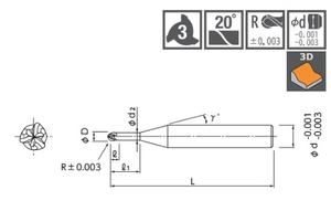NS TOOL Fresa de microextremo de 3 filos con recubrimiento CBN, cortador de fresado CNC de alta precisión para moldes y troqueles HRC70, fabricada en Japón - Product Image 3