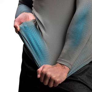 <b>Mens</b> <b>Compression</b> <b>Shirt</b> Long Sleeve Honeycomb Hex Texture Printed Gym T <b>Shirt</b> Grey Teal Gradient Rash Guard Muscle Fit Workout To - Product Image 2