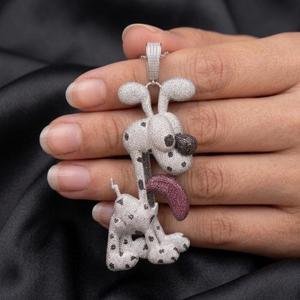 Collier avec pendentif en forme d'animal de dessin animé, breloque en strass, plaqué or, argent sterling, pendentif chien en cristal pour cadeau, bijoux - Product Image 3