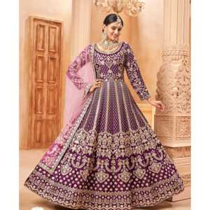 Robe Anarkali de créateur avec bas et dupatta pour les soirées et les occasions spéciales - Product Image 5