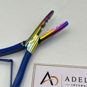 Pince à extensions de cheveux multifonctionnelle bleue avec arc-en-ciel, en acier inoxydable, outil de coiffure, impression de logo personnalisée - Product Image 2