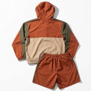 Wholesale Customized Windbreaker Short Set Elastic Waist <b>Lightweight</b> <b>Hoodie</b> Short Set Jogging Gym Fit Unisex Track Suit 2PCS Set - Product Image 2