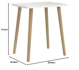 Modern White End <b>Table</b> with Natural Wooden Legs <b>Side</b> <b>Table</b> for Living Room Bedroom Balcony Office - Product Image 6
