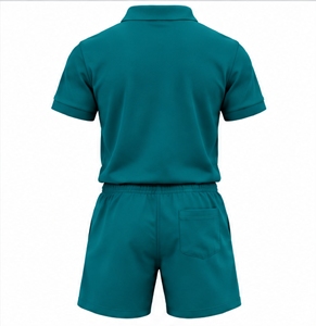 Conjunto de Camiseta Polo y Pantalones Cortos para Hombre INDEX APPAREL, Color Verde Azulado, Manga Corta, Color Sólido, Informal, Tejido de Punto, Secado Rápido, 2 Piezas - Product Image 2