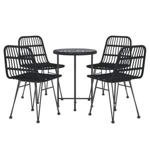 Ensemble de salle à manger de jardin en acier noir et polyéthylène avec verre trempé, mobilier d'extérieur durable - Product Image 3
