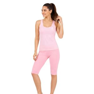 Women’s Pink <b>Racerback</b> Workout Tank <b>Top</b> and Capri Leggings Matching Activewear Set for Gym Yoga Fitness - Product Image 2