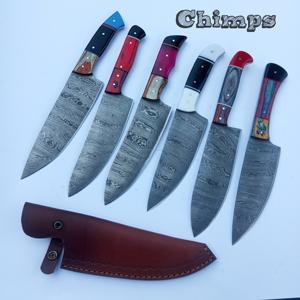 Ensemble de couteaux de chef professionnel en acier damassé ultra-tranchant poignée intégrée à haute résistance faite à la main pour la cuisine - Product Image 6