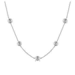 Luxury 925 Sterling Silver Moissanite Round Brilliant Cut <b>Bubble</b> Set Chain Necklace Women's <b>Wedding</b> Gift - Product Image 3