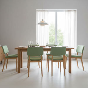 Silla de Comedor Escandinava de Madera de Teca con Tapicería de Algodón, Asiento Acolchado de Alta Calidad, Estructura de Madera Resistente, Ideal para Hoteles y Comedores Rústicos - Product Image 5