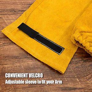 Protectores de brazos de cuero resistentes al calor para soldadores, protectores de brazos de cuero de vaca de primera calidad, mangas de soldadura para trabajo. - Product Image 5