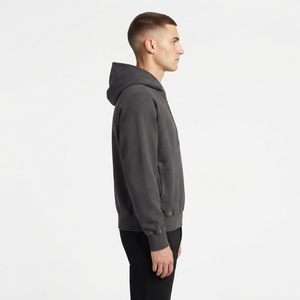 Sweat à capuche personnalisé uni à demi-zip en molleton de coton épais 350 g/m², coupe ample à épaules tombantes, style streetwear décontracté d'hiver, coupe-vent - Product Image 3