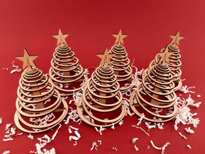 Mini arbre de Noël en bois - Décorations de Noël en bois, petite figurine d'arbre de Noël - Product Image 5