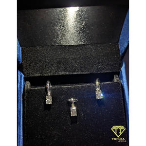 Classic Moissanite Diamond in 925 Sterling <b>Silver</b> Bridal Jewelry <b>Set</b> Princess Cut Pendant and Elegant <b>Earrings</b> By Trisha Jewels - Product Image 3