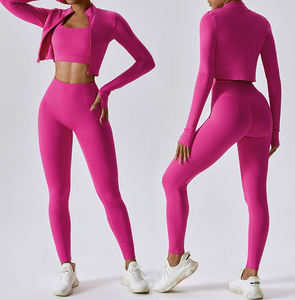 Ensemble de yoga et de fitness personnalisé pour femme 2026, taille plus, taille élastique, respirant, séchage rapide, 2 pièces en Spandex/Nylon - Product Image 1