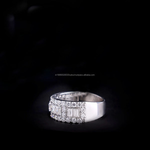Women's 925 Sterling <b>Silver</b> Moissanite Diamond Eternity Band <b>Ring</b> <b>Emerald</b> Cut Pave Setting Classic Wedding Jewelry for Gifts - Product Image 3