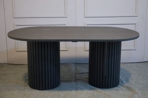 Mesa de Comedor Ovalada Grande de Madera de Teca Sólida de 180 cm con Acabado Gris para 8 Personas Modelo TAB51 - Product Image 2