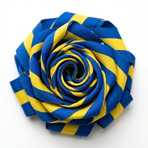 ริบบิ้นโกรเกรนสีน้ำเงิน-เหลืองลายเส้นตรงกลางขนาด 25 มม. 1 นิ้ว ขายส่ง สำหรับตกแต่งงานปาร์ตี้ สมุดภาพ งานตัดเย็บเสื้อผ้า อุปกรณ์ DIY ม้วนริบบิ้น - Product Image 5