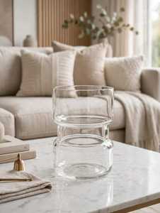 Stackable Clear Smoky Glass Tumbler Leak-Proof Modern Barware Microwave Dishwasher Safe Single Wall for <b>Home</b> Hotel <b>Office</b> - Product Image 2