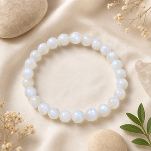 Bracelet extensible en pierre de lune naturelle 8 mm, perles de cristal, vente en gros - Product Image 2