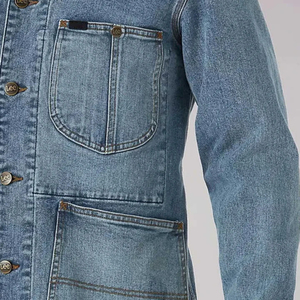 <b>Men's</b> Denim Chore <b>Jacket</b> Snap Button <b>Long</b> Sleeve Workwear <b>Jacket</b> with Multiple Pockets Casual Outerwear - Product Image 3