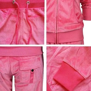 Conjunto Deportivo con Capucha Rosa para Mujer, Talla Grande, con Cierre Completo, Forro Polar, Ropa Casual de Invierno con Bolsillos Laterales - Product Image 6