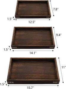 Assiette de service carrée en bois naturel poli, faite à la main, écologique, design rétro personnalisé, durable, non toxique, qualité alimentaire, marque TPT - Product Image 3