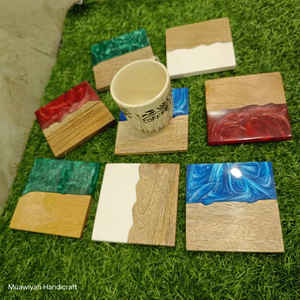 ที่รองแก้วไม้และเรซินสีแดงเข้มสไตล์จานรองแก้ววอลนัทสินค้ามาใหม่สำหรับบ้านสำนักงานงานปาร์ตี้ในโรงแรม - Product Image 4